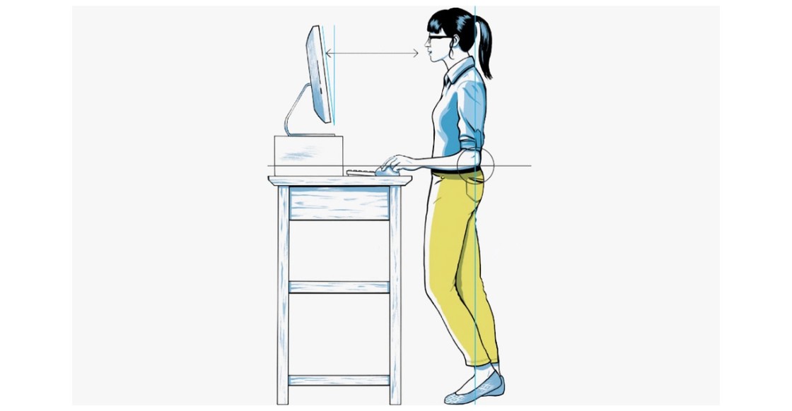 Правильно работать стоя. Эргономика рабочего места. Стол для работы стоя. Эргономика компьютерного стола. Эргономика стоячего рабочего места.
